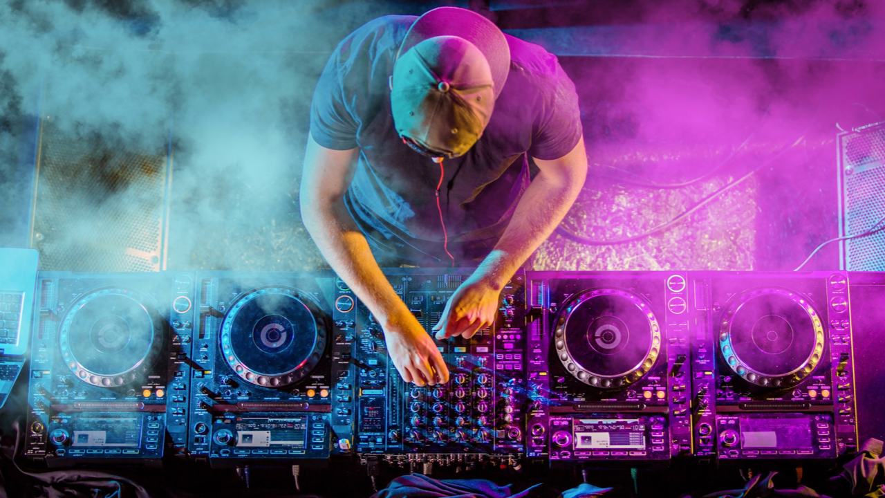 DJ performing live overhead view
